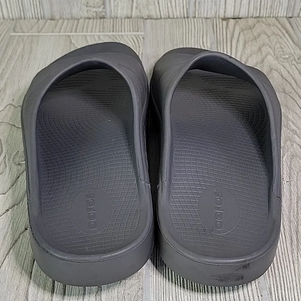 OOFOS OOah Grey Comfort Sport Slide Sandals Mens Size 10 Womens Size 12
